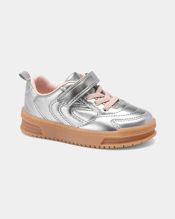 Toddler Girl Athletic Sneakers - Silver/Brown, 