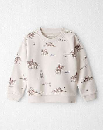 Toddler French Terry Sweatshirt Made with Organic Cotton in Western Rodeo Print, 