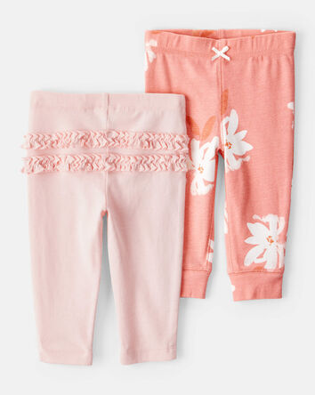 Baby 2-Pack Pull-On Pants - Pink/Floral, 