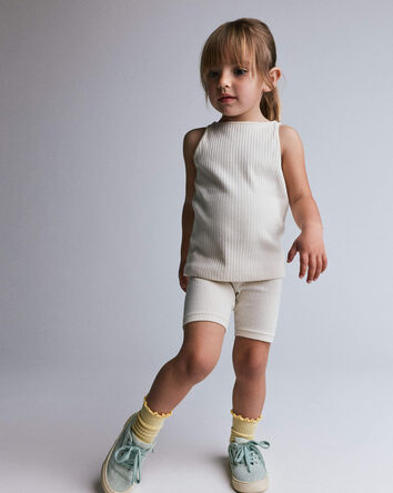 Toddler Girl Brooklyn Bike Shorts - Cream, 