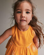 Toddler Girl Peplum Top in Sunny Life Print - Golden Yellow, image 4 of 5 slides