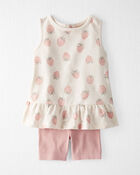 Toddler Girl 2-Piece Strawberry-Print Set Made with Organic Cotton, image 1 of 5 slides