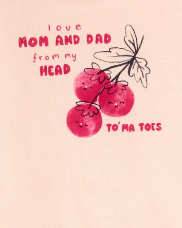 Baby Mom And Dad Tomatoes Short-Sleeve Bodysuit - Pink, 