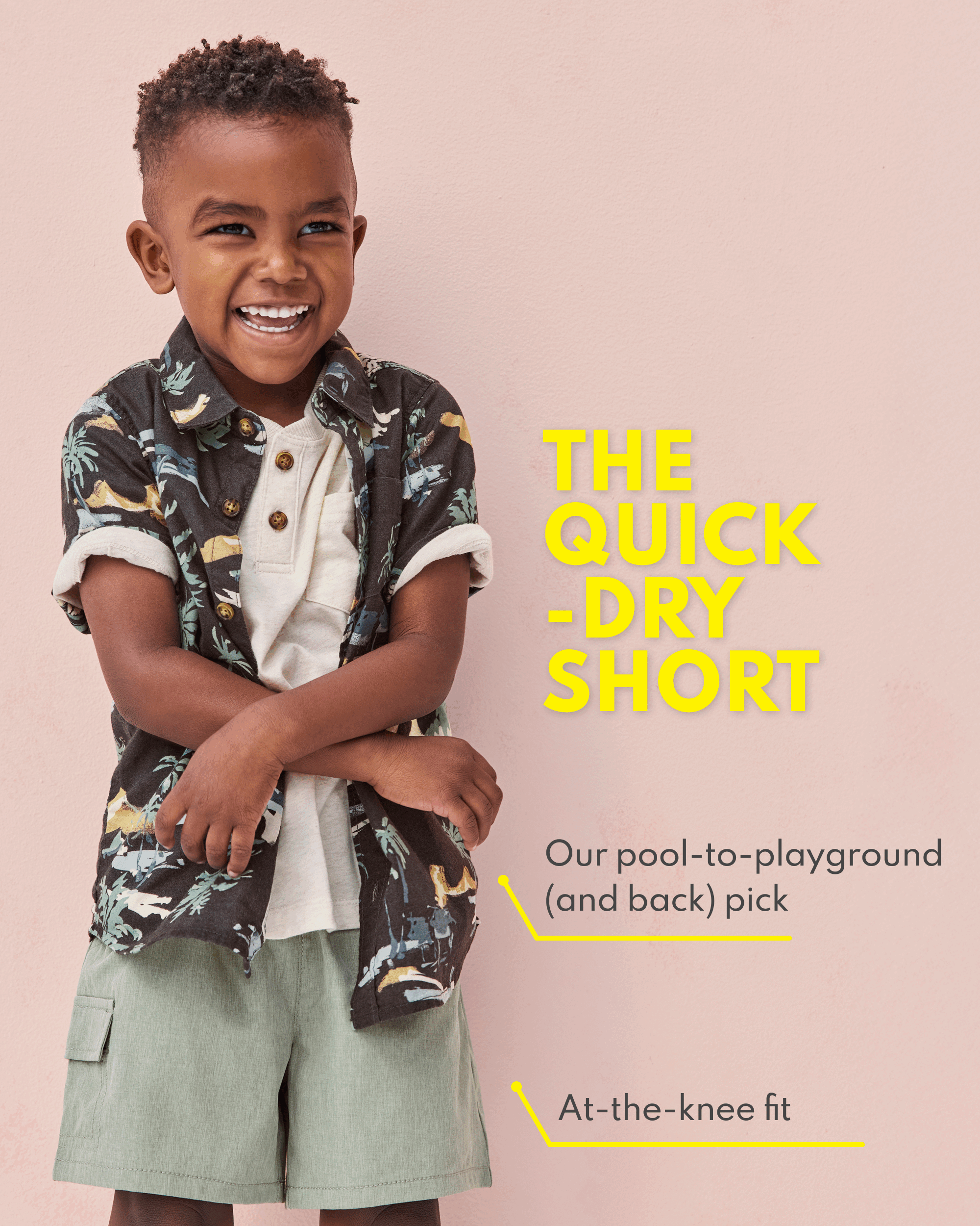 Toddler Boy Everyday Quick Dry Shorts - Pink